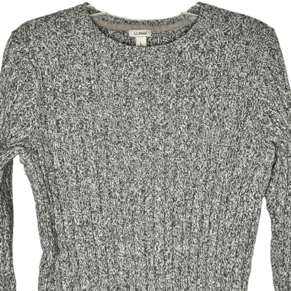 L.L. Bean Cable Knit 100% Cotton Crewneck Sweater - Heathered Gray - L - Picture 2 of 10